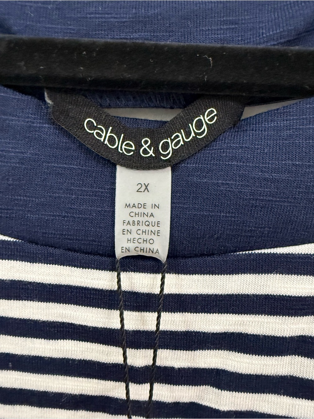Cable & Gauge Navy and White Striped Short Sleeve Top - Picture 5 of 7